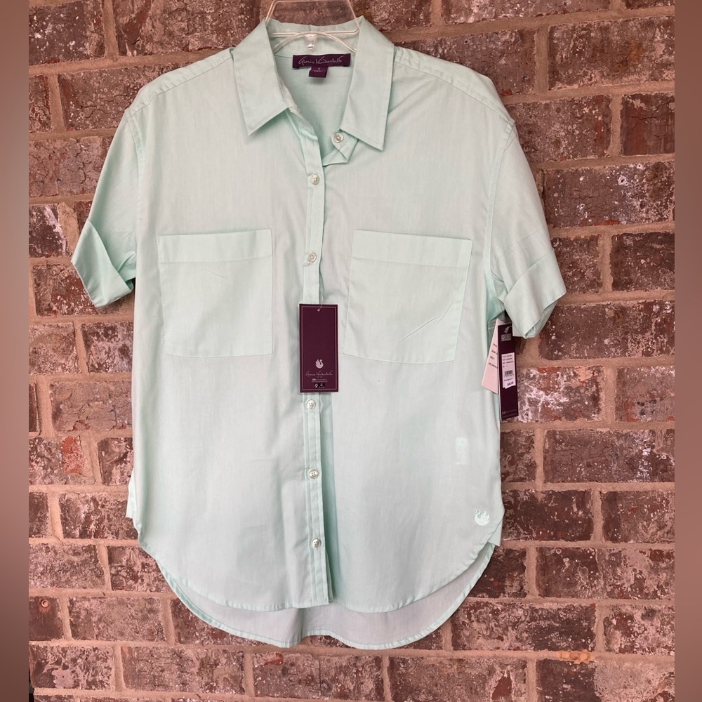 Gloria Vanderbilt Womens Amanda Woven Shirt Size Small Pastel Green NWT